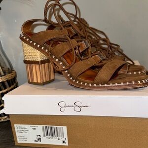 Brown Lace-Up Sandals